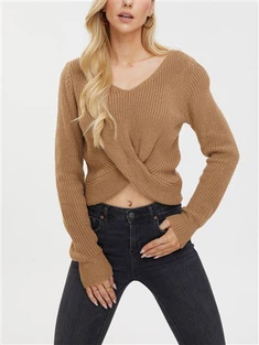 TWIST - Front V - Cuello de punto recortado - Camel